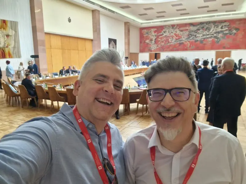 Ivan Jurčić with a colleague at the Serbia–Angola business forum